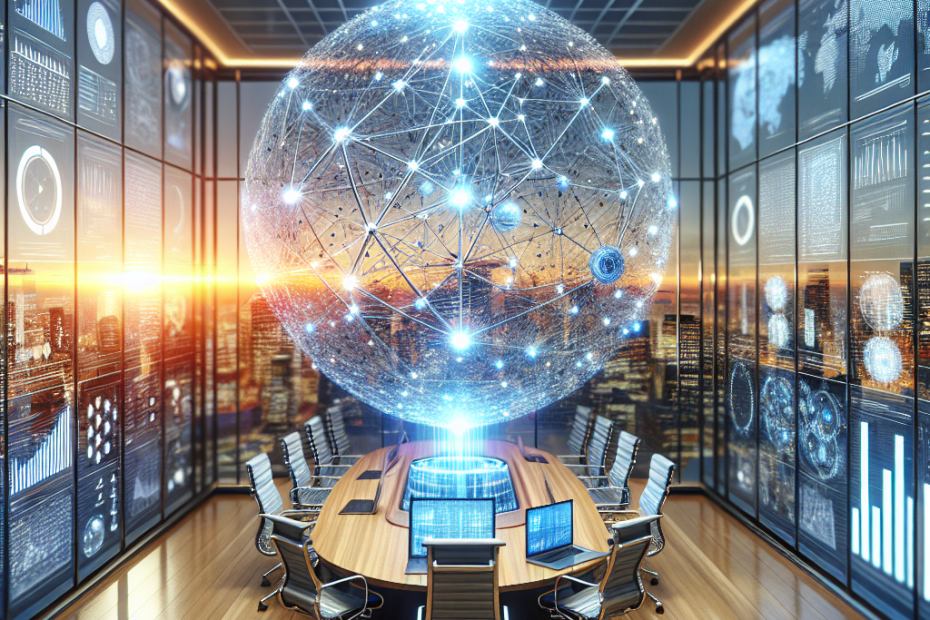 a large globe in a conference room