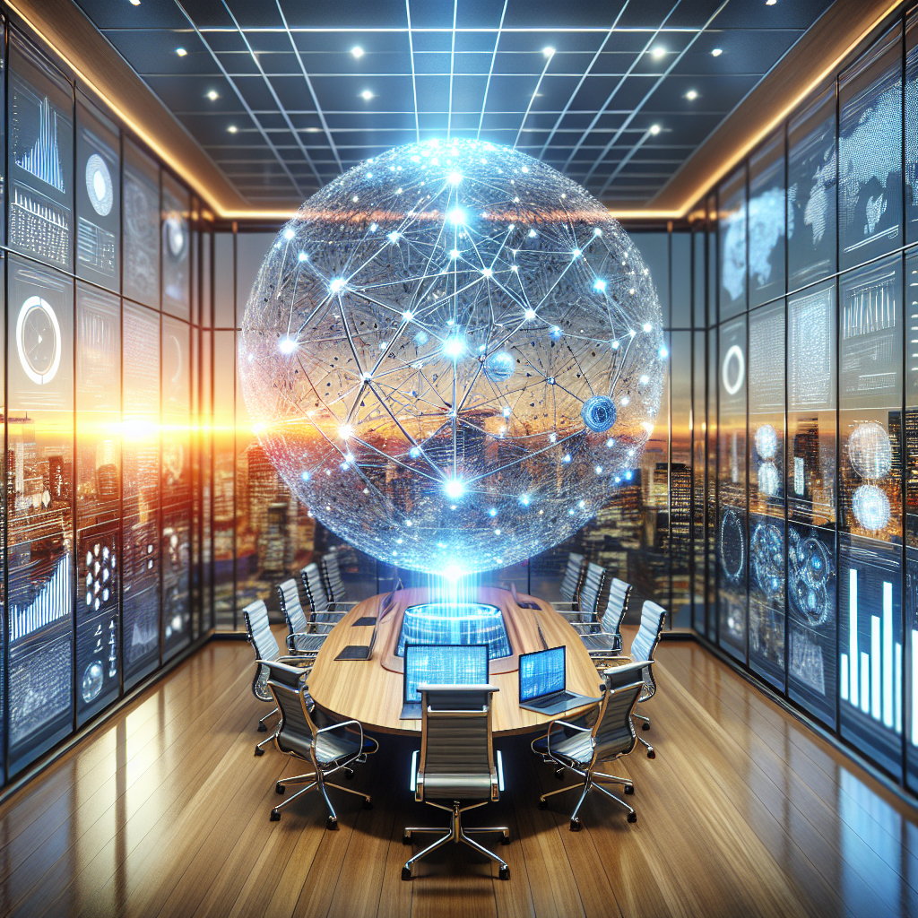 a large globe in a conference room