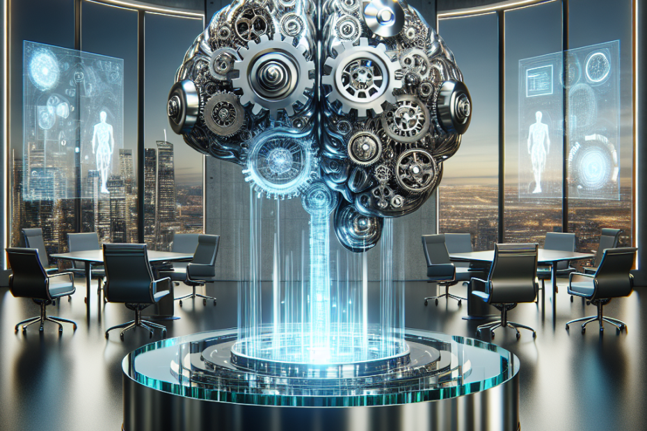 a large metal brain with gears and a glowing light coming out of the center
