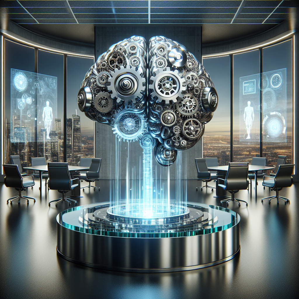 a large metal brain with gears and a glowing light coming out of the center