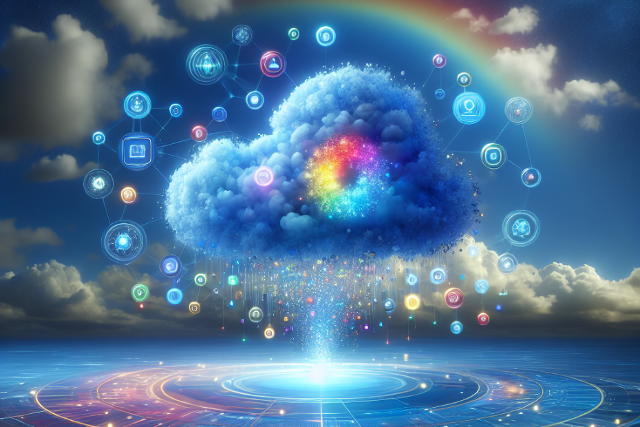 a cloud with many icons coming out of it